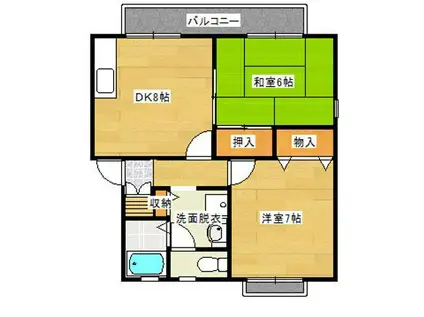 エクセルハイム(2DK/2階)の間取り写真