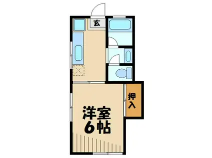 神木フラット(1K/2階)の間取り写真