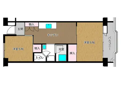 日輝パークマンション(2DK/4階)の間取り写真