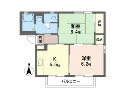 プレスティージュB(2K/2階)の間取り写真