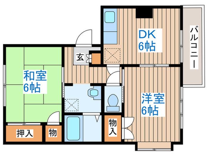 ドエルI(2DK/1階)の間取り写真