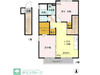 グリーンヴィラカラビナN(2LDK/2階)の間取り写真