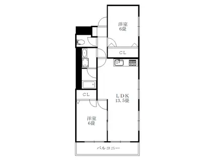 サンステージ北沖洲I(2LDK/1階)の間取り写真