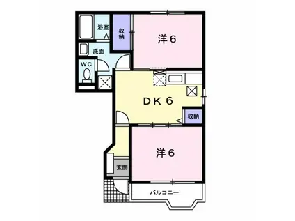 メゾン ラフィーネII番館(2DK/1階)の間取り写真