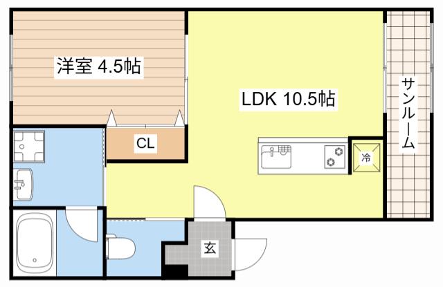 GROVE NOA(1LDK/2階)の間取り写真