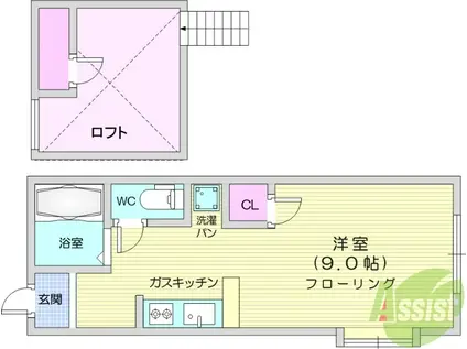 セラヴィ高松(ワンルーム/1階)の間取り写真