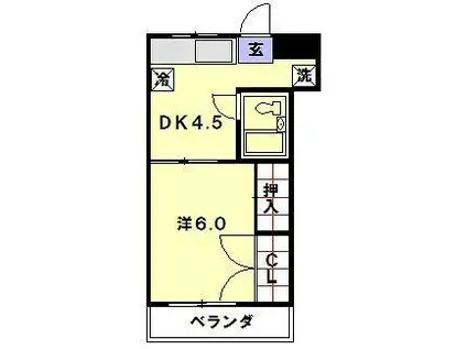 モリタビル(1DK/3階)の間取り写真