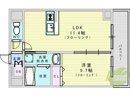 ORSUS新大阪(1LDK/4階)の間取り写真