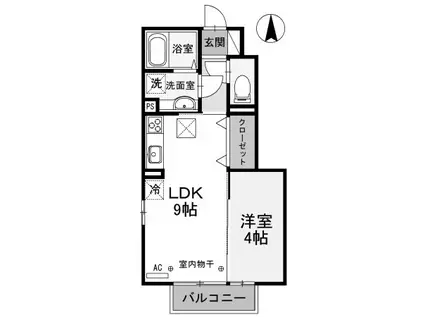 ヴィアーレ(1LDK/1階)の間取り写真