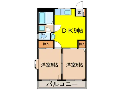 SKハイツ(2DK/3階)の間取り写真
