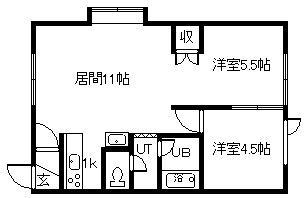 ソシアII(2LDK/1階)の間取り写真