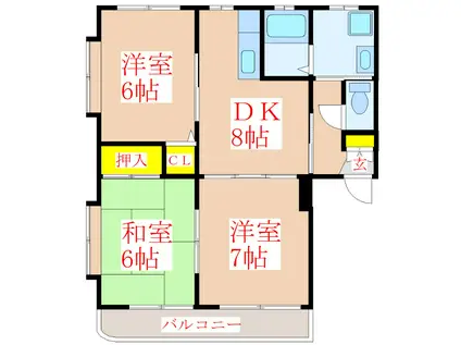 ブランシェ藤助(3DK/2階)の間取り写真