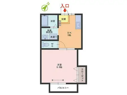 ファミールハウス(1DK/2階)の間取り写真