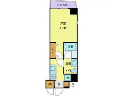 メイクスデザイン門前仲町III(1K/4階)の間取り写真