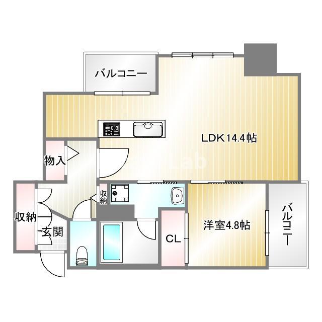 アーバネックス神戸水木通(1LDK/10階)の間取り写真