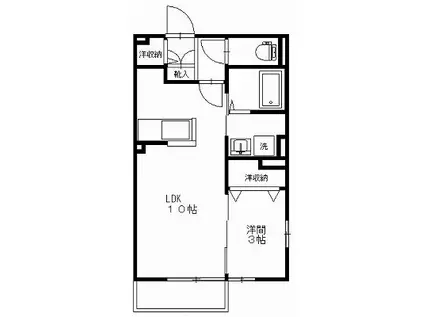 メゾン・ド・ウィステアリアM(1SK/2階)の間取り写真