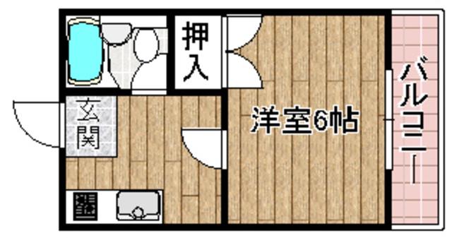 ウェルシィー氷室(1K/1階)の間取り写真