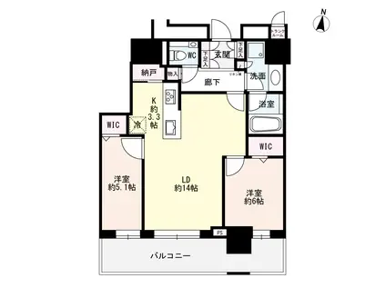 ONE札幌ステーションタワー(2LDK/20階)の間取り写真