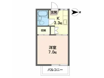 ヴィラあさひ(1K/2階)の間取り写真