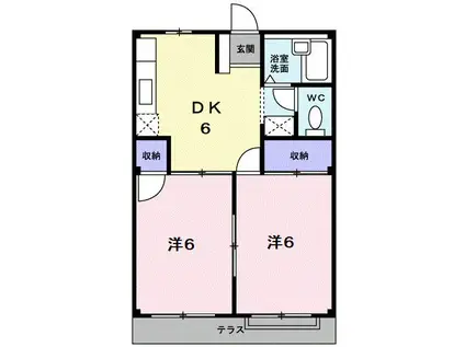 エルディム鋤崎(2DK/1階)の間取り写真