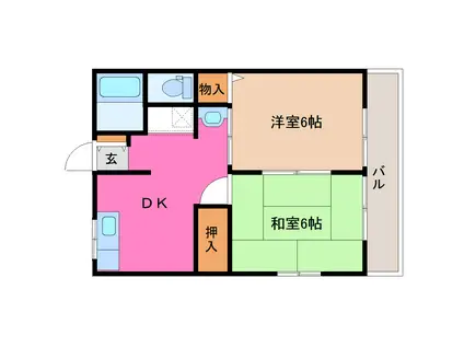 シティハイムエクセレント(2DK/2階)の間取り写真