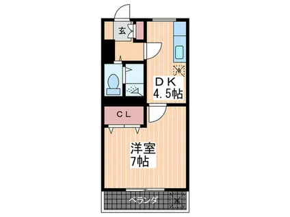 第2クリスビル(1DK/2階)の間取り写真