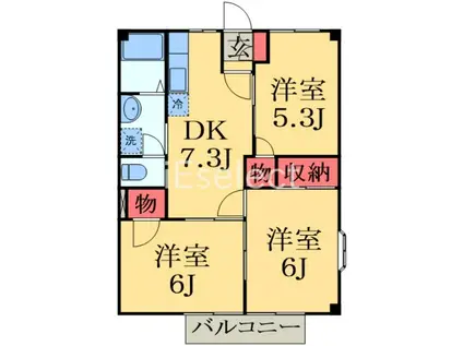 ファインヒルズB(3DK/2階)の間取り写真