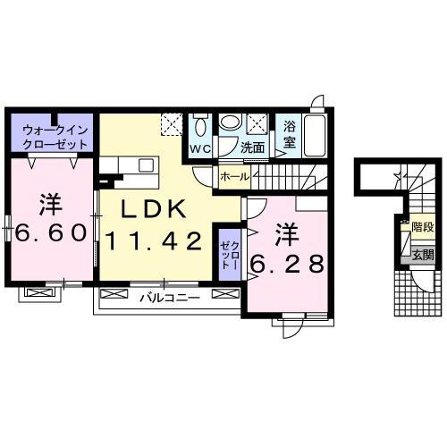 ベルフォーレI(2LDK/2階)の間取り写真