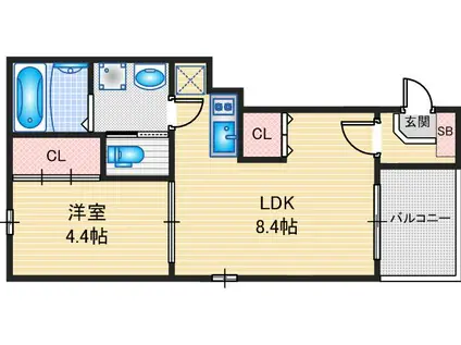 ハーモニーテラス下米野町II(1LDK/3階)の間取り写真