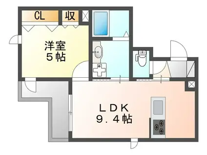 武庫之荘東1丁目ヘーベルメゾン(1LDK/2階)の間取り写真