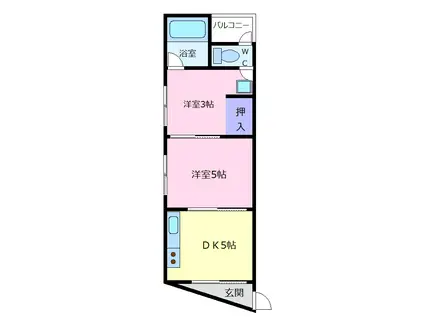 メゾンドウッド東新町(2DK/2階)の間取り写真