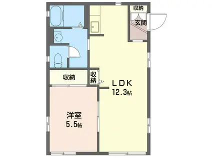 サンドルフ津田沼C棟(1LDK/1階)の間取り写真