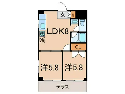 エトワール(2LDK/1階)の間取り写真