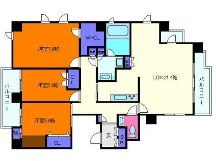 パーク・ハイム御影西平野(3LDK/2階)の間取り写真