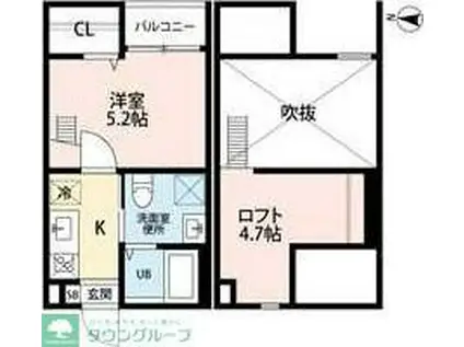 クレール岩塚I(1K/2階)の間取り写真