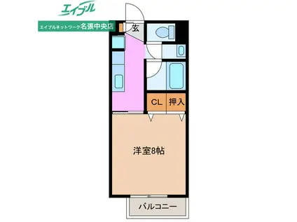 エクセルハイムC(1K/1階)の間取り写真