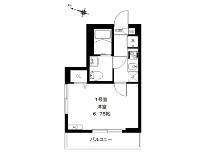 ハイツユー(1K/2階)の間取り写真