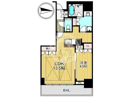グランドメゾン新梅田タワー THE CLUB RESIDENCE(1LDK/16階)の間取り写真