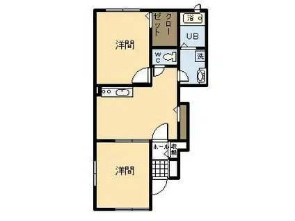 カーサ・フォーオールA(2DK/1階)の間取り写真