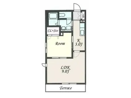 べレオ彦六(1LDK/1階)の間取り写真