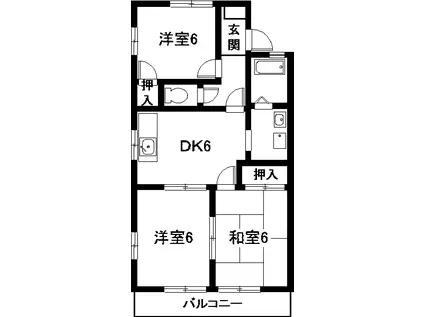 フレグランス作神(3DK/2階)の間取り写真