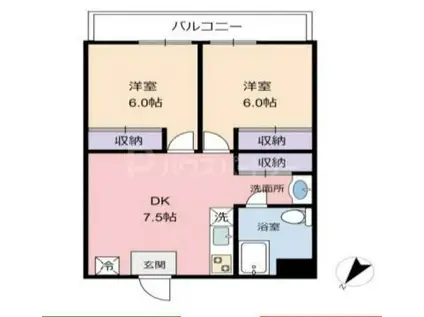 ハイム新作(2DK/3階)の間取り写真