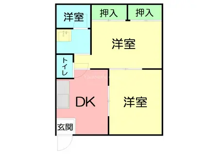 出口ハイツI(2DK/1階)の間取り写真