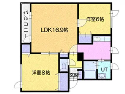 ライトハウスII(2LDK/2階)の間取り写真