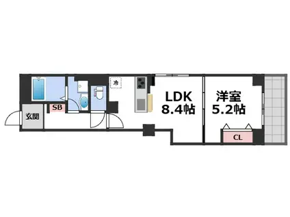 ソレイユ上汐(1LDK/5階)の間取り写真