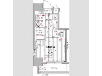 ガーラ・プレシャス渋谷六本木通(1K/13階)の間取り写真