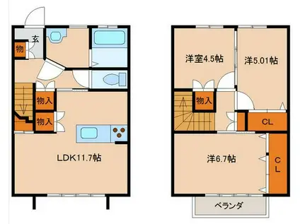 ブロッサムハイツII(3LDK/1階)の間取り写真