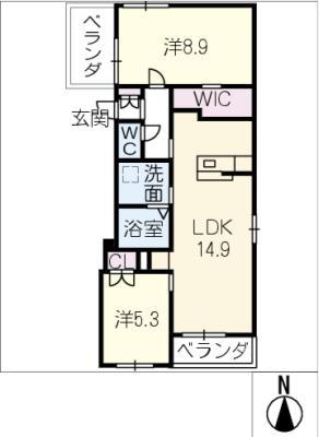 BASE富岳(2LDK/3階)の間取り写真