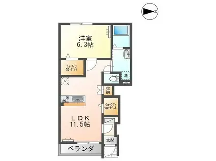 エターナル(1LDK/1階)の間取り写真