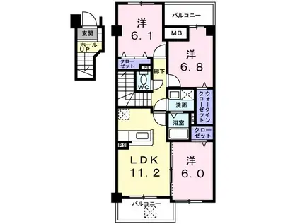 アビタシオンラフィネ(3LDK/2階)の間取り写真